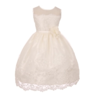 Good Girl Big Girls Off-White Mesh Embroidered Junior Bridesmaid Dress 8-14 - 10