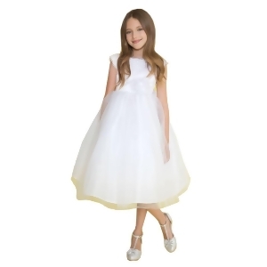 Calla Collection Little Girls White Satin Lace Accented Flower Girl Dress 2-6 - 2