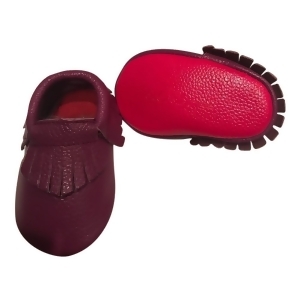 Baby Girls Dark Purple Red Soft Sole Faux Leather Tassel Moccasins 3-18M - 3-6 Months