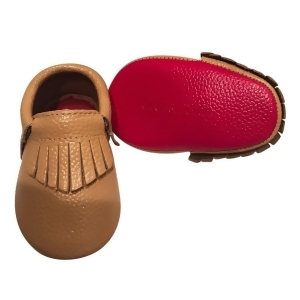 Baby Girls Camel Red Soft Sole Faux Leather Tassel Moccasin Crib Shoes 3-18M - 3-6 Months