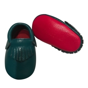 Baby Girls Dark Turquoise Red Soft Sole Faux Leather Tassel Moccasins 3-18M - 3-6 Months