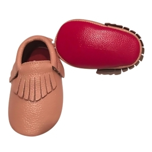 Baby Girls Blush Red Soft Sole Faux Leather Tassel Moccasin Crib Shoes 3-18M - 3-6 Months