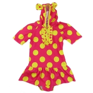 Wenchoice Little Girls Red Yellow Polka Dot Print Sleeve Cap Swimsuit 2T-7 - 2T/3T