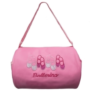 Wenchoice Girls Pink 4 Pair Ballet Shoes Detail Stylish Duffel Bag - All