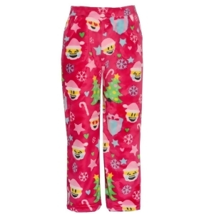 Candy Pink Little Girls Red Christmas Emotican Mixed Print Pajama Pants 2T-6x - 3T