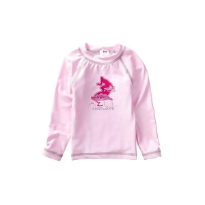 Azul Baby Girls Pink Solid Logo Detail Long Sleeve Upf 50 Rash Guard 12-24M - 12 Months