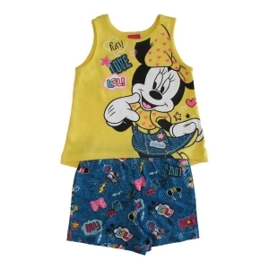 Disney Little Girls Yellow Blue Minnie Mouse Sleeveless 2 Pcs Outfit Set 4-6X - 6