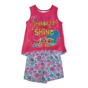 Nickelodeon Little Girls Fuchsia Shimmer Shine Sleeveless 2 Pc Outfit Set 4-6X - 4