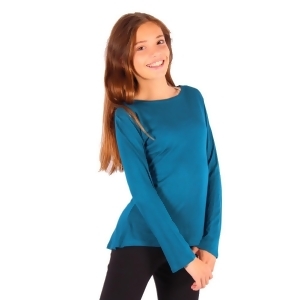 Lori Jane Girls Teal Solid Color Hi-Low Long Sleeved Trendy T-Shirt 6-14 - 6/7