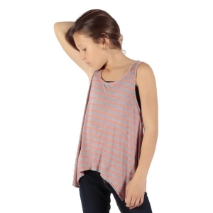 Lori Jane Girls Pink Grey Stripe Pattern Hanky Hem Trendy Tank Top 6-14 - 6/7