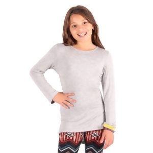 Lori Jane Girls Gray Solid Color Hi-Low Long Sleeved Trendy T-Shirt 6-14 - 10/12
