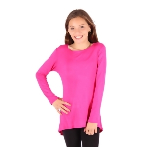 Lori Jane Girls Hot Pink Solid Color Hi-Low Long Sleeved Trendy T-Shirt 6-14 - 14