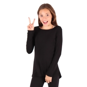 Lori Jane Girls Black Solid Color Hi-Low Long Sleeved Trendy T-Shirt 6-14 - 10/12