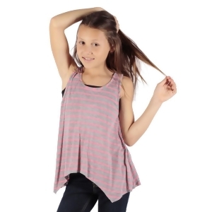 Lori Jane Girls Pink Grey Stripe Printed Hanky Hem Trendy Tank Top 6-14 - 6/7