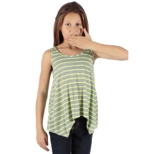 Lori Jane Girls Green Stripe Pattern Hanky Hem Trendy Tank Top 6-14 - 10/12