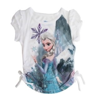 Disney Little Girls White Frozen Elsa Round Neck Short Sleeve Shirt 2-4T - 2T