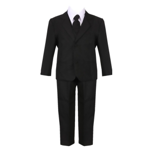 Little Boys Black 5 Piece Classic Vest Jacket Pants Special Occasion Suit 2-7 - 2