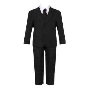 Little Boys Black 5 Piece Classic Vest Jacket Pants Special Occasion Suit 2-7 - 5