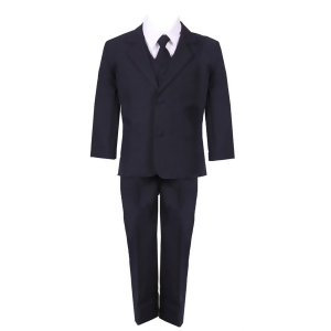 Little Boys Navy Blue 5 Piece Vest Jacket Pants Special Occasion Suit 2-7 - 3