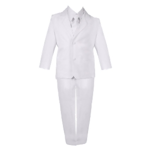 Little Boys White 5 Piece Classic Vest Jacket Pants Special Occasion Suit 2-7 - 7