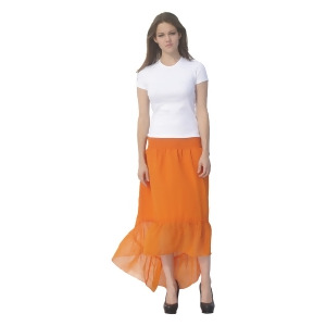 Deep Blue Womens Orange Solid Color Ruffle Hi-Low Hem Cover-Up Skirt S-xl - Womens S
