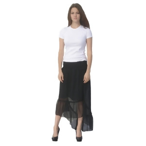 Deep Blue Womens Black Solid Color Ruffle Hi-Low Hem Cover-Up Skirt S-xl - Womens XL
