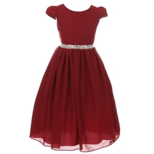 Kiki Kids Big Girls Burgundy Chiffon Rhinestone Waist Christmas Dress 8-12 - 8