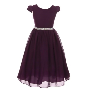 Kiki Kids Little Girls Eggplant Chiffon Rhinestone Waist Christmas Dress 2-6 - 2