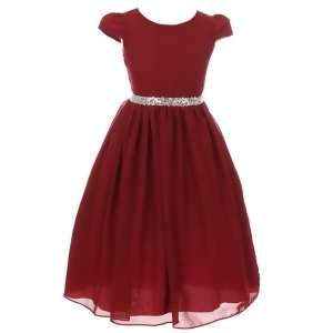 Kiki Kids Little Girls Burgundy Chiffon Rhinestone Waist Christmas Dress 2-6 - 2