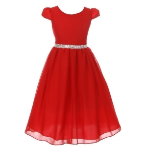 Kiki Kids Little Girls Red Chiffon Rhinestone Waist Christmas Dress 2-6 - 4
