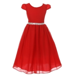 Kiki Kids Little Girls Red Chiffon Rhinestone Waist Christmas Dress 2-6 - 2