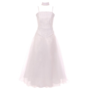 Big Girls White Bugle Bead Embellished A-Line Junior Bridesmaid Dress 10-16 - 16