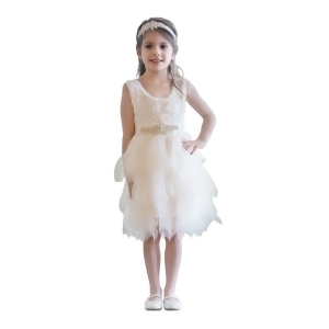 Think Pink Bows Girls Ivory Cascade Ruffle Claire Flower Girl Dress 1Y-6 - 1 Year