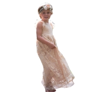 Think Pink Bows Baby Girls Champagne Closed Back Stella Flower Girl Dress 1Y-6 - 4