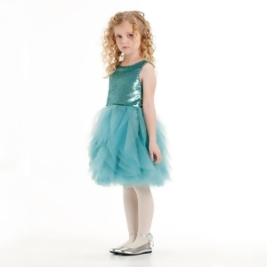 Biscotti Little Girls Aqua Sequin Vertical Ruffle Tulle Christmas Dress 2T-6x - 2T