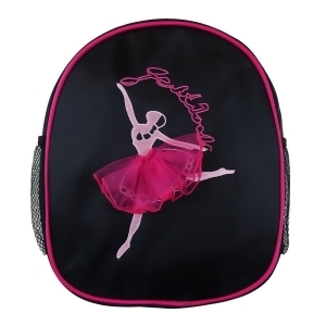 Wenchoice Girls Black Hot Pink Ballet Girl Print Dance Stylish Backpack - All