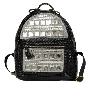 Hearty Trendy black Gleaming Shiny Accent Zipper School Trendy Backpack - All