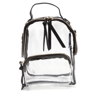 Girls Black Strap Zip Transparent Mini Backpack 10 W X 5 D X 12.5 H inch - All
