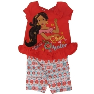 Disney Little Girls Orange Elena Of Avalor Ruffle Bow 2 Pc Shorts Outfit 2-4T - 3T