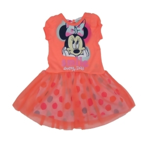 Disney Little Girls Coral Minnie Smile Every Day Print Tutu Dress 2-4T - 4T