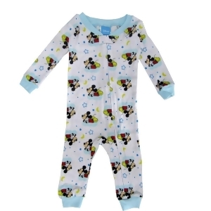 Disney Baby Boys White Sky Blue Mickey Mouse Long Sleeve Sleeper Pajama 12-24M - 24 Months