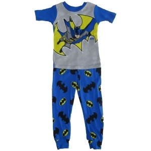 Dc Comics Big Boys Grey Royal Blue Batman Cotton Short Sleeve Pajama Set 8-10 - 10