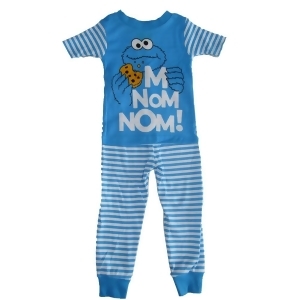 Sesame Street Little Boys White Blue Cookie Monster Short Sleeve Pajama Set 2-4T - 2T