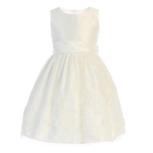 Sweet Kids Little Girls Off-White Satin Rose Patch Flower Girl Dress 2-6 - 3