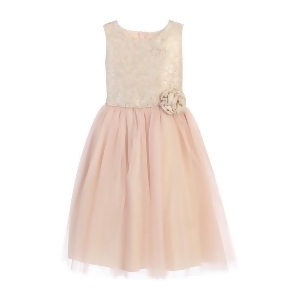 Sweet Kids Little Girls Blush Ornate Jacquard Multi Tone Tulle Easter Dress 2-6 - 5