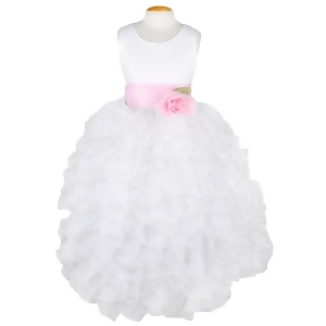 White Pink Flower Sash Pageant Flower Girl Easter Dress 4 - All