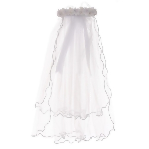 Rain Kids Girls White Rhinestone Flower Crown Communion Flower Girl Veil - All