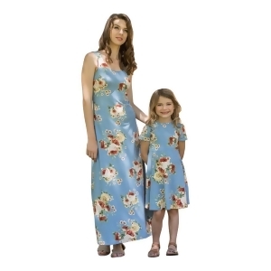 Petite Adele Little Girls Blue Flower Printed Short Sleeves Summer Dresses 2T-8 - 3T
