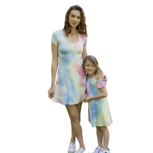 Petite Adele Little Girls Blue Cold Shoulders Tie-Dye Summer Dresses 2T-8 - 6