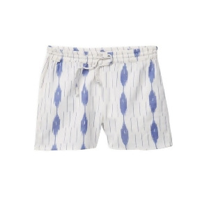 Azul Little Girls Blue White Ikat Elastic Band Drawstring Shorts 2T-7 - 2T/3T